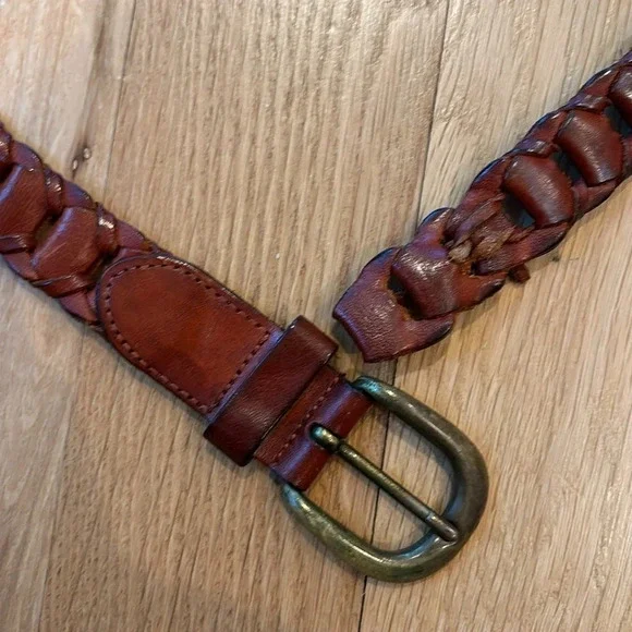 Vintage Brass and Leather Belt Unisex Boho Cowboy - Picture 2 of 5